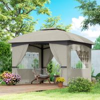 Outsunny Pavillon 3,4x3,4m wasserabweisend Gartenpavillon mit 4 Seitenteilen