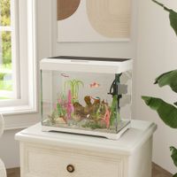 Aquarium mit LED-Beleuchtung, Filtersystem, 17L Fischtank mit Wasserpumpe Weiß