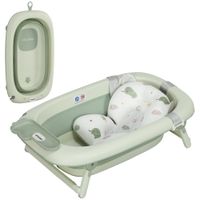 2er -Set Babybadewanne, faltbar Baby Bathtub mit Gestell, rutschfest Babywanne