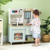 Kinderküche Spielküche mit Mikrowelle, Herd und Backofen, Küchenzubehör
