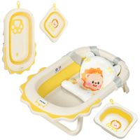 3er -Set Babybadewanne, faltbar Baby Bathtub mit Löwenmustern, rutschfest