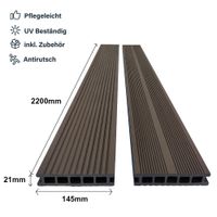2m² WPC Terrassendiele mit Zubehör Braun