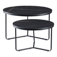Satztisch Poxdorf 2-tlg. Marmoroptik, schwarz