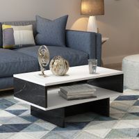 Couchtisch Mjölby 36.4x80x45 cm Weiß / Marmor schwarz