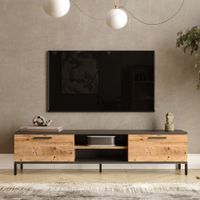 Fernsehtisch Lempäälä mit 2 Ablagefächern 160 x 35 x 39 cm Eiche rustikal/Anthrazit