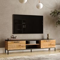Fernsehtisch Lempäälä mit 2 Ablagefächern 160 x 35 x 39 cm Eiche rustikal/Anthrazit