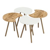 Couchtisch Højer im 4er Set 48 x 45 x 32 cm Weiß/Holzoptik