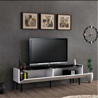 Fernsehtisch Oppdal 154x37x45cm Weiß/Marmor, schwarz
