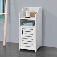 Badezimmerschrank Skara 72x32x32 cm Weiß Midischrank WPC Badkommode mit Ablage und Tür Badregal