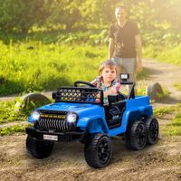 12V Elektrisches Kinderauto, mit Lichtern, Musik und Hupe, 3-8 Jahre, Hellblau