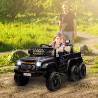 12V Elektrisches Kinderauto, mit Lichtern, Musik und Hupe, 3-8 Jahre, Schwarz