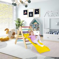 Kletterdreieck mit Rutsche, Klettergerüst Indoor ab 1 Jahr, Sprossendreieck Kletterrampe