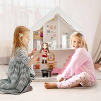 Kinderküche aus Holz, Spielküche mit Vorhängen, Herd, Spüle