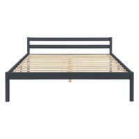 Holzbett Nakkila 140x200 cm Doppelbett mit Kopfteil Dunkelgrau