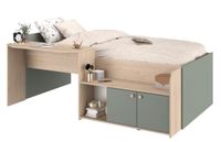 Parisot, Halbhohes Hochbett, Jade - Seladongrün / Eiche