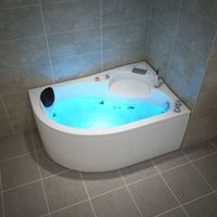 Whirlpool Badewanne CAPRI 150 x 100 cm LINKS, mit Spülfunktion und Wasserfalleinlauf