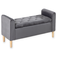 Aufbewahrungsbank aus Samt, ca. 43 x 114 x 59 cm - Dunkelgrau