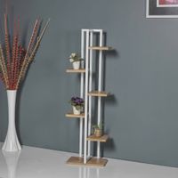 Pflanzregal Tohmajärvi Metall 120x34x21cm Weiß / Walnussoptik
