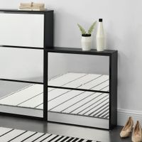 Schuhkipper Vogar mit 2 Türen 67x63x17 cm Schwarz