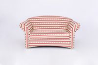 2-Sitzer Sofa Loretta, ca. 153 x 83 x 85 cm – Streifen in Rot & Blumenmuster