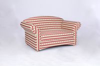 2-Sitzer Sofa Loretta, ca. 153 x 83 x 85 cm – Streifen in Rot & Blumenmuster