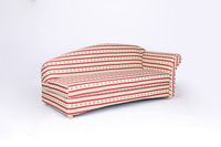3-Sitzer Sofa Loretta mit rechter Armlehne, ca. 193 x 83 x 85 cm – Streifen in Rot & Blumenmuster