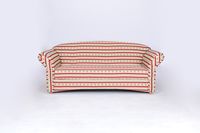 3-Sitzer Sofa Loretta, ca. 204 x 83 x 85 cm – Streifen in Rot & Blumenmuster