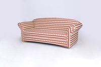 3-Sitzer Sofa Loretta, ca. 204 x 83 x 85 cm – Streifen in Rot & Blumenmuster