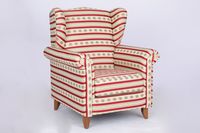 Polstersessel Loretta, ca. 86 x 81 x 105 cm – Streifen in Rot & Blumenmuster