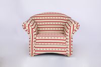 Polstersessel Loretta, ca. 110 x 84 x 84 cm – Streifen in Rot & Blumenmuster
