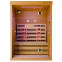 Infrarotkabine Palermo 135x120 cm für 1-2 Personen,8 Strahler,LED-Farblichttherapie,Hemlock