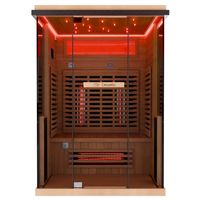 Infrarotkabine 130x105 cm für 1-2 Personen, 8 Strahler, LED-Farblichttherapie, Hemlock-Holz