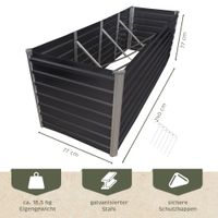 Hochbeet Metall eckig 240x77x77cm, anthrazit, Gartenbeet, Pflanzbeet, Kräuterbeet