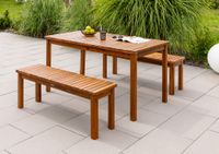 3tlg. Gartensitzgruppe Brian aus 100% Akazienholz,  - Hellbraun