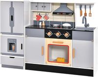 Kinderküche mit trennbaren Kühlschrank, Spielküche aus Holz mit Lichter
