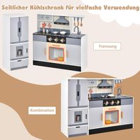 Kinderküche mit trennbaren Kühlschrank, Spielküche aus Holz mit Lichter