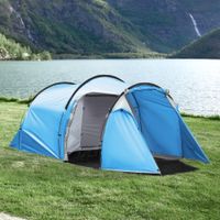 Zelt für 2-3 Personen 190T Tunnelzelt Campingzelt Glasfaser Hellblau