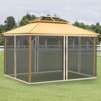 Outsunny Moskitonetz für 3x4 Pavillon 4 Seitenteile Fliegennetz mit Haken Nylon