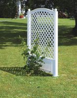 KHW Spalier 100 cm mit Erdspießen + Dekokugeln, 2er Set, weiß