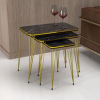 Satztisch Rudkøbing 3er Set schwarze Marmoroptik / Gold