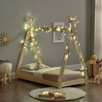 Kinderbett Onejda in Tipi-Design Natur Holz 70x140 cm