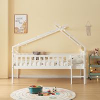 Hausbett Sotkamo 90x200cm mit Rausfallschutz Kiefernholz Weiß