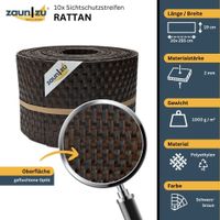 Sichtschutzstreifen Rattan für Doppelstabmatten UV-beständig Schwarzbraun 10x 2,55m