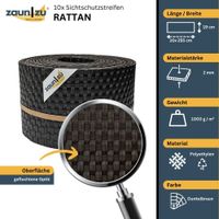 Sichtschutzstreifen Rattan für Doppelstabmatten UV-beständig Dunkelbraun 10x 2,55m
