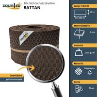 Sichtschutzstreifen Rattan für Doppelstabmatten UV-beständig Braun 10x 2,55m