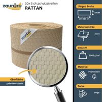 Sichtschutzstreifen Rattan für Doppelstabmatten UV-beständig Beige 10x 2,55m