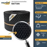 Sichtschutzstreifen Rattan für Doppelstabmatten UV-beständig Schwarz 10x 2,55m