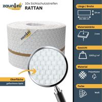 Sichtschutzstreifen Rattan für Doppelstabmatten UV-beständig Weiß 10x 2,55m