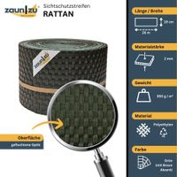 Sichtschutzstreifen Rattan PE für Doppelstabmatten Grün 26m