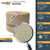 Sichtschutzstreifen Rattan PE für Doppelstabmatten Beige 26m